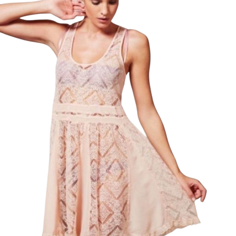 🔥ANTHROPOLOGIE | E by Eloise St. Regis Sheer Lace Crochet Mini Slip Dress SZ XS